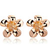 Rose gold finish flower stud earrings