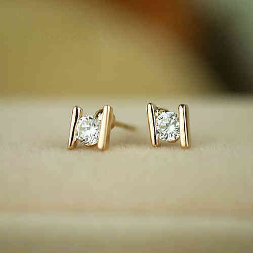 Rose gold finish clear crystal stud earrings