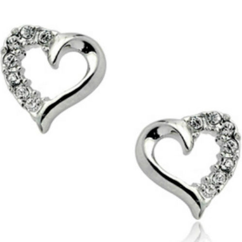 Elegant white gold heart stud earrings
