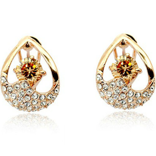 Golden Rose gold finish omega-back earrings
