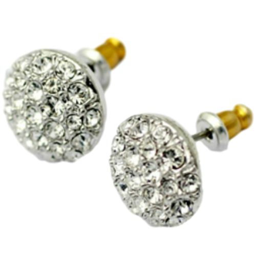 Sparkly white gold finish clear studs