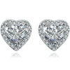 White gold finish sparkly heart studs