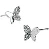 White gold finish butterfly studs
