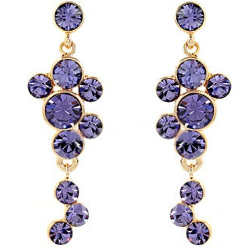 Rose gold finish dangly purple stud earrings