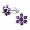 925 Sterling Silver purple CZ snowflake stud earrings