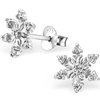 925 Sterling Silver clear CZ Snowflake Stud Earrings