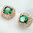 Rose gold emerald colour stud earrings