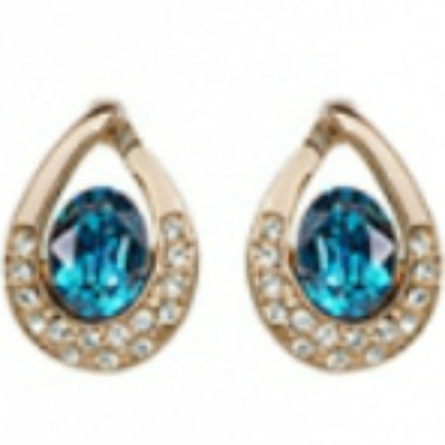 Turquoise Rose Gold Omega-Back Earrings
