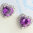 Purple white gold finish sparkly heart studs
