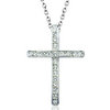 White gold finish clear cross pendant necklace