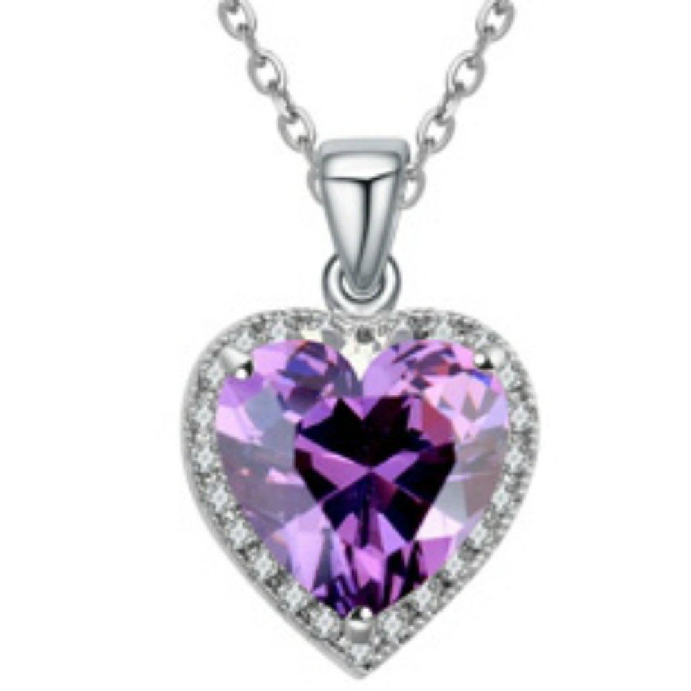 White gold finish heart pendant necklace - AnjasMagicBox.co.uk