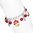 Red and White Bead Leaves Charm Bracelet