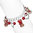Red and Gold Flower Bead Heart Charm Bracelet