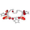 Red and Clear Heart Bead Star Charm Bracelet