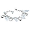 White Clear Leaf Bead and Oval Charm Bracelet