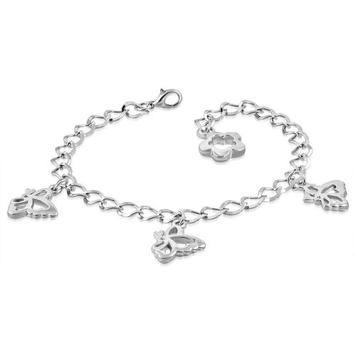 Butterfly and Flower Charm Link Bracelet
