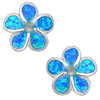 Blue S/S and Opal flower stud earrings