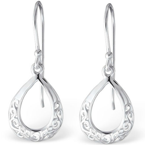 Sterling Silver oval shaped hook earrings