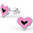 925 Sterling Silver kids pink heart studs