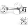 Sterling Silver 3mm round clear CZ studs - April Birthstone