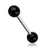 316L Barbell with Black UV Reactive Acrylic Balls