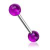 316L Barbell with Purple UV Reactive Acrylic Balls