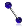 316L Barbell with Dark Blue UV Reactive Acrylic Balls