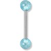 316L Barbell with Aqua Colour Faceted Acrylic Balls