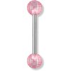 316L Barbell with Light Pink Colour Faceted Acrylic Balls