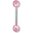 316L Barbell with Light Pink Colour Faceted Acrylic Balls