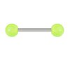 316L Barbell with Green Glow in the Dark Balls