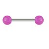 316L Barbell with Purple Glow in the Dark Balls