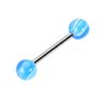 316L Barbell with Light Blue Marble Acrylic Balls