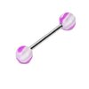 316L Barbell with Pink Marble Acrylic Balls