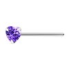 925 S/S Nose Stud with 3mm Purple Amethyst CZ Heart