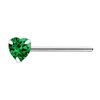925 S/S Nose Stud with 3mm Dark Green CZ Heart