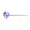 925 S/S Nose Stud with 3mm Purple Lavender CZ Heart