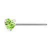 925 S/S Nose Stud with 3mm Light Green CZ Heart