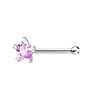 925 S/S Nose Bone with 3mm Pink CZ Star