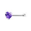 925 S/S Nose Bone with 3mm Amethyst CZ Heart