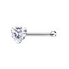 925 S/S Nose Bone with 3mm Clear CZ Heart
