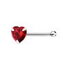 925 S/S Nose Bone with 3mm Red CZ Heart