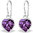 925 Sterling Silver Purple CZ Heart Hook E/R