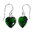 925 Sterling Silver Dark Green CZ Heart Hook E/R