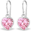 925 Sterling Silver Pink CZ Heart Hook E/R