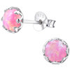 5mm Sterling Silver and Pink Opal Studs