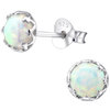 5mm Sterling Silver and Milky White Opal Studs