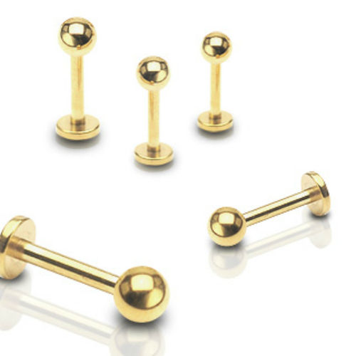 Gold IP Stainless Steel Labret with Ball