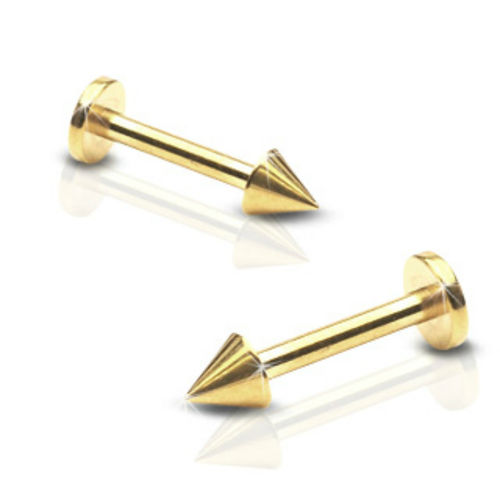 Gold IP Stainless Steel Labret with Cone