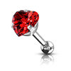 Red CZ Heart Cartilage Piercing